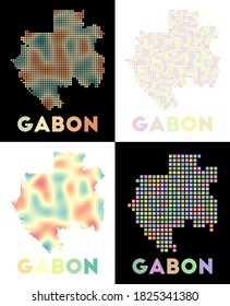 Gabon map. Collection of map of Gabon in dotted style. Borders of the country filled with rectangles for your design. Vector illustration.