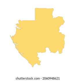Gabon map color line element. Border of the country.