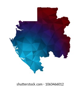 Gabon map - Colorful Polygonal map of Gabon rumpled triangular low poly style gradient graphic background , Vector illustration eps 10.