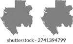 Gabon map with detailed internal borders. Simple outline of country shape. Geographical map elements. Vector graphics on transparent grid.