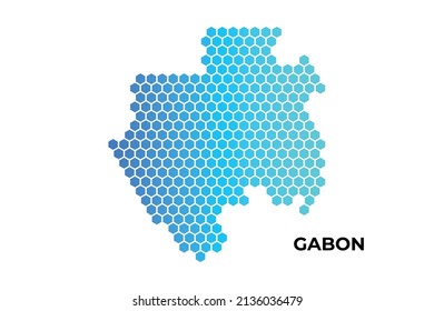 Gabon map digital hexagon shape on white background vector illustration