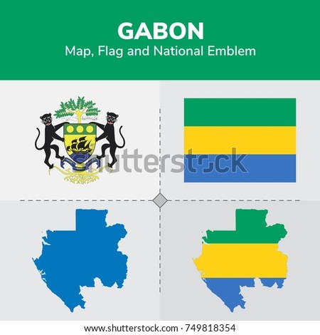 Gabon Map, Flag and National Emblem 