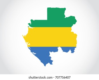 Gabon Map Flag Territory