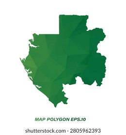 Gabon map in geometric Green polygonal style modern design on white background. Vector illustration.