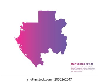 Gabon map gradient color . on white background. 