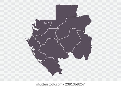 Gabon Map Graphite Color on White Background quality files Png