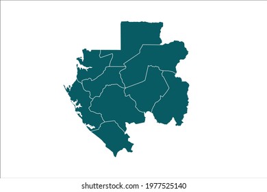 Gabon Map Green Color on White Backgound