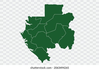 Gabon Map Green Color on Png Backgound