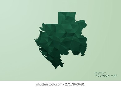 Gabon Map - Green Polygon Style Vector Illustration, Low Poly Geometric Design with Clean Silhouette on soft green Background.