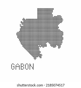 Gabon map with grunge texture in dot style. Abstract vector illustration of a country map with halftone effect for infographic. 