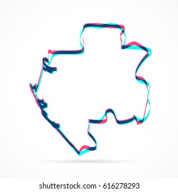 Gabon Map hand drawn with blue and pink highlighters, isolated on a blank background.
Vector illustration, easy to edit, manipulate, resize or colorize.
