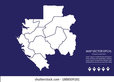 Gabon map High Detailed on  blue background.