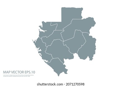 Mapa de Gabón Alto Detallado sobre fondo blanco. Resumen de la ilustración vectorial de diseño eps 10