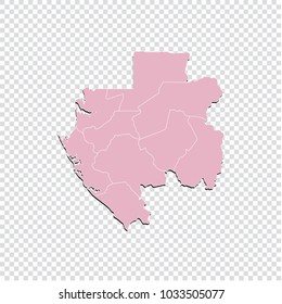 Gabon map - High detailed pastel color map of Gabon. Gabon map isolated on transparent background. Vector illustration eps 10.