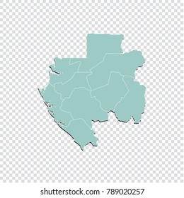 Gabon map - High detailed pastel color map of Gabon. Gabon map isolated on transparent background. Vector illustration eps 10.