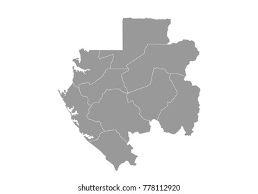 gabon map. High detailed vector map with counties/regions/states of gabon on white background. Vector illustration eps 10.