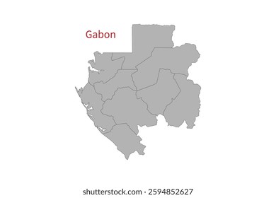 Gabon map isolated on white background. Map silhouette of Gabon. For website layouts, background, education, precise, customizable. Earth geography.