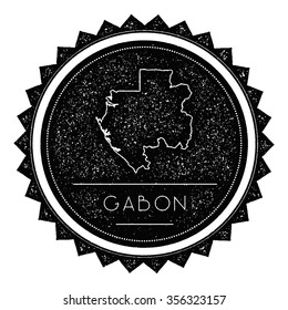 Gabon Map Label with Retro Vintage Styled Design. Hipster grungy insignia vector illustration