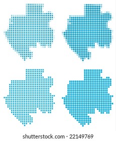 Gabon map mosaic set. Isolated on white background.
