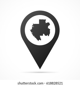 Gabon Map on location pin. Map pointer isolated on a white background.
Conceptual vector illustration.
