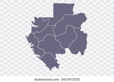 Gabon Map pewter Color on White Background quality files Png