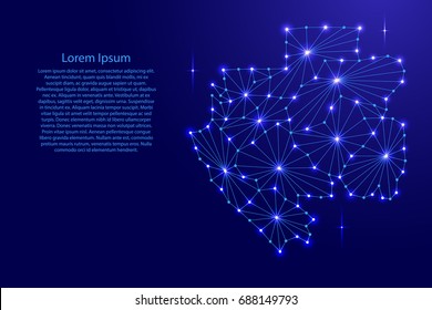 Gabon map of polygonal mosaic lines network, rays and space stars of vector illustration.