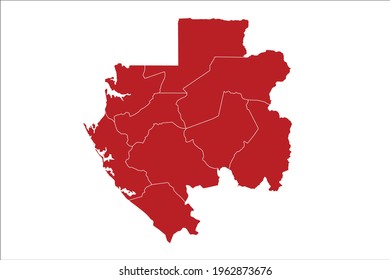 Gabon Map Red Color on White Backgound