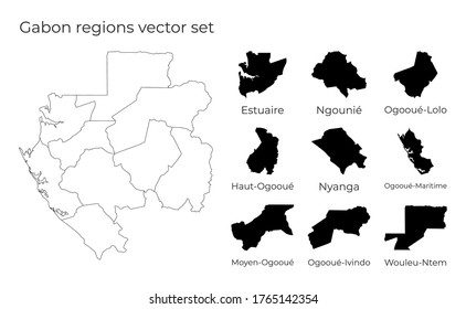 Gabon map with shapes of regions. Blank vector map of the Country with regions. Borders of the country for your infographic. Vector illustration.