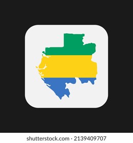 Gabon map silhouette with flag on white background