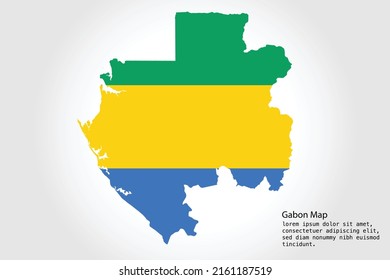 Gabon Map stripes. Vector illustration Color on White Backgound