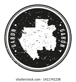 Gabon Map Symbol Round Design Stamp Travel and Business.
