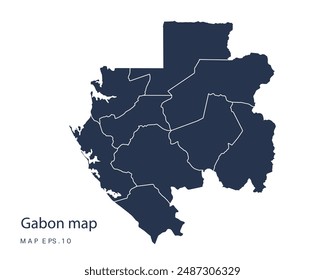Gabon map vector, Abstract design vector illustration Eps 10. Navy color.High Detailed on white background.