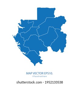 vector de mapa gabon EPS.10 color azul. sobre fondo blanco.