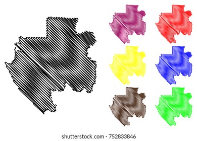 Gabon map vector illustration, scribble sketch Gabon 