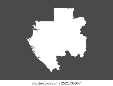 Gabon map vector, white color, No isolated on dark background