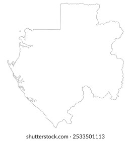 Mapa do Gabão. Mapa de Gabão em cor branca