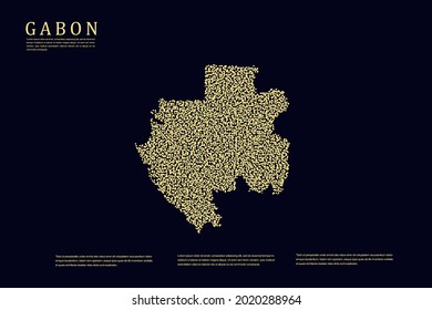 Gabon Map - World Map International vector template with Gold grid on dark background for banner, website, infographic, education - Vector illustration eps 10