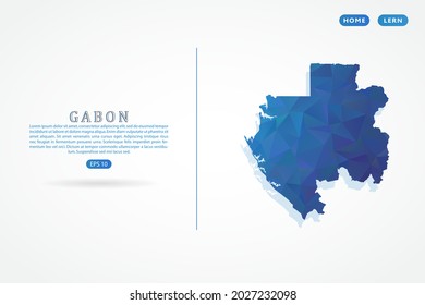 Mapa de Gabón - Mapa Mundial Plantilla vectorial internacional con gradiente de color azul polígono aislado en fondo blanco para educación, sitio web, banner - Ilustración vectorial eps 10