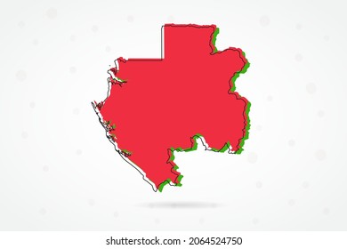 Gabon Map - World Map International vector template with including red, green and black outline sketch isolated on white background - Vector illustration eps 10