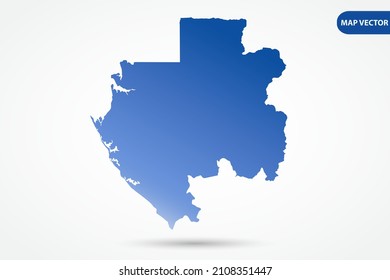 Mapa de Gabón - Mapa Mundial Plantilla vectorial internacional con color degradado azul aislado en fondo blanco para diseño, educación, sitio web, infografía - Ilustraciones vectoriales 10