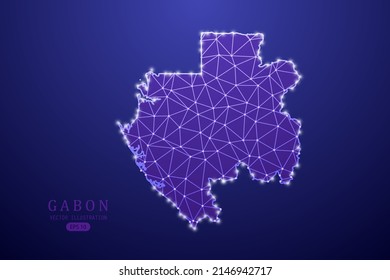 Mapa de Gabón - Mapa Mundial Plantilla vectorial internacional con línea de purga violeta, escalas puntuales y estilo de polígono aislado en el fondo de la tecnología púrpura - Ilustración vectorial eps 10
