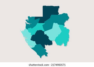 Gabon Map - World Map International vector template with High detailed including blue and green outline color isolated on white background - Vector illustration eps 10