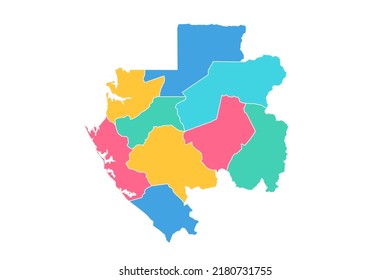 Gabon Map - World Map International vector template with High detailed including blue, green, pink, and yellow outline color isolated on white background - Vector illustration eps 10