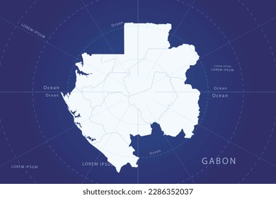 Gabon Map - World Map International vector template with High detailed and white color including circle line on blue background for design, infographic, website - Vector illustration eps 10