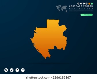 Gabon map of Yellow and orange gradient on dark background vector.