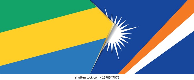 Gabon and Marshall Islands flags, two vector flags symbol of relationship or confrontation.