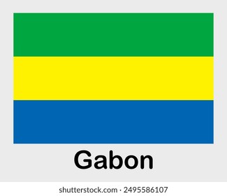 Gabon national flag. Banner, state symbol, flagpole.