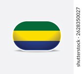 Gabon national flag button vector