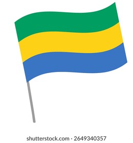 Gabon national flag flutters with flagpole