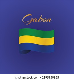 Gabon National Flag with golden typography.